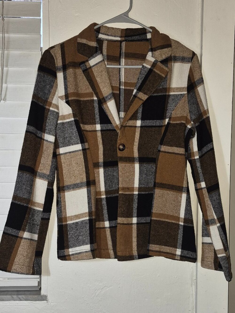Brown and Black Plaid Blazer